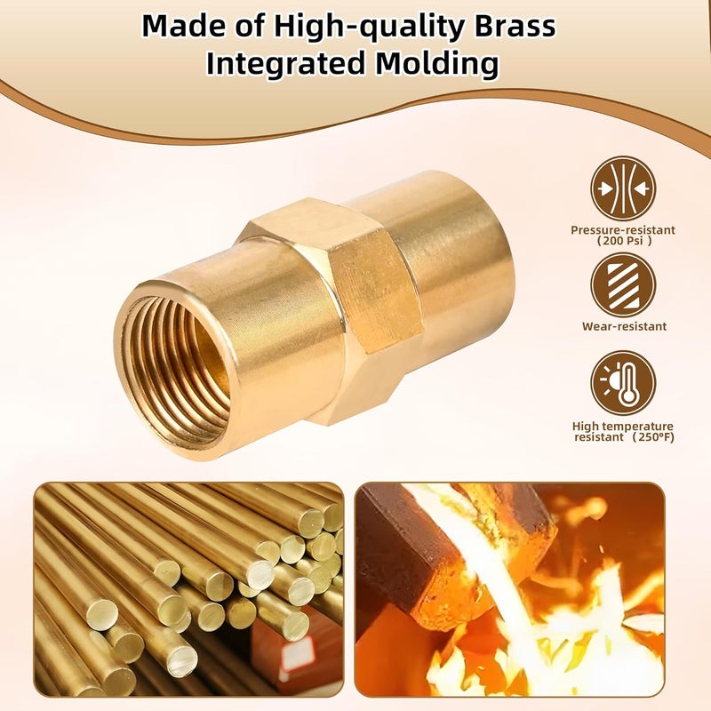 Ulreon 2 Pack Brass Inert Arc Hose Coupler Pipe Connector for Welding & Industrial-Grade Sealing,Thread Size 5/8 in, RH Female to RH Female, B Size, AW-430 for W estern Enterprises Adapter Fittings - Image 3